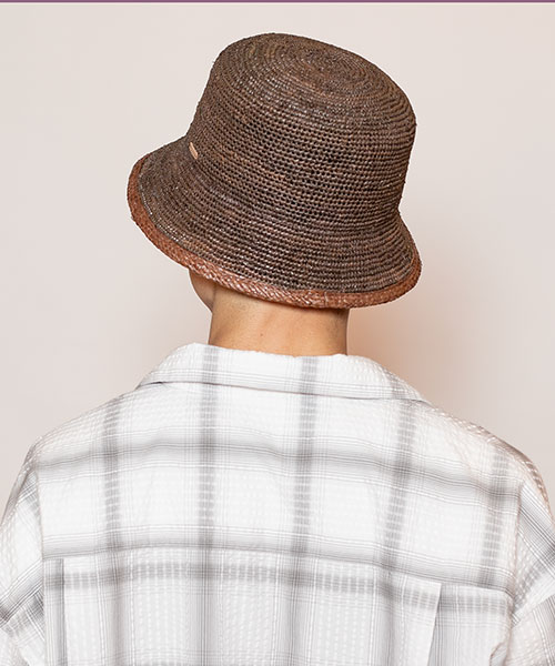 RAFFIA SINGLE CROCHET HAT BROWN ONESIZE