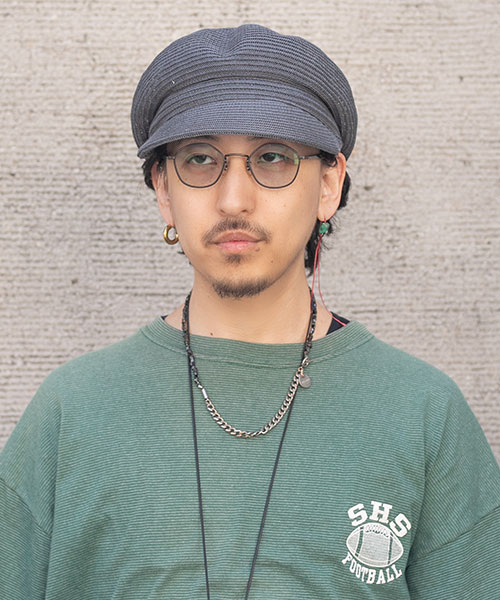 モデル頭囲：57.5cm 着用サイズ：ONESIZE