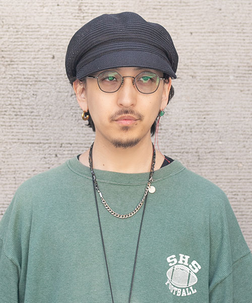 モデル頭囲：57.5cm 着用サイズ：ONESIZE