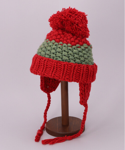 その他 a-ru HAND KNITTED EARFLAP WATCH(ONESIZE RED): ニットキャップ帽子通販