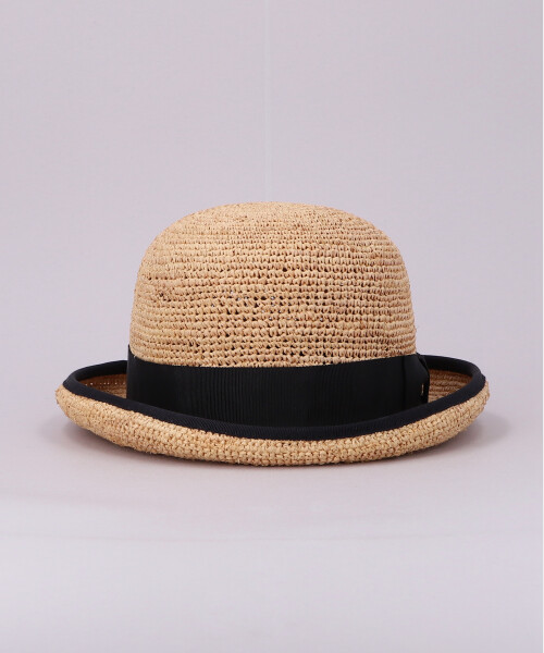RAFFIA BOWLER HAT BEIGE M