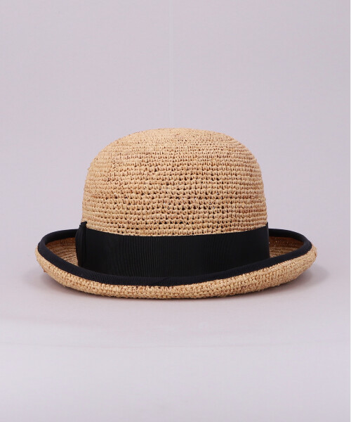 RAFFIA BOWLER HAT BEIGE M