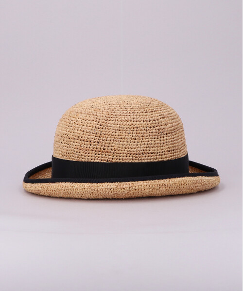 RAFFIA BOWLER HAT BEIGE M