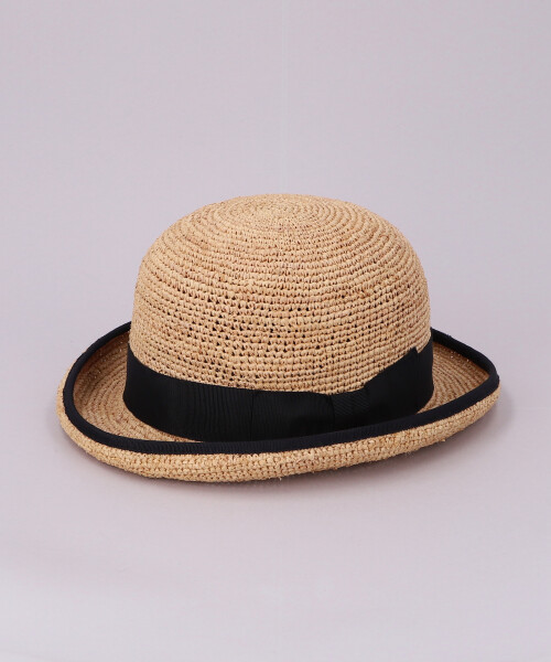 RAFFIA BOWLER HAT BEIGE M