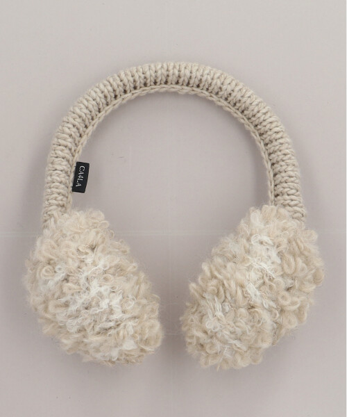 HAND KNITTED EARMUFFS2 BEIGE ONESIZE