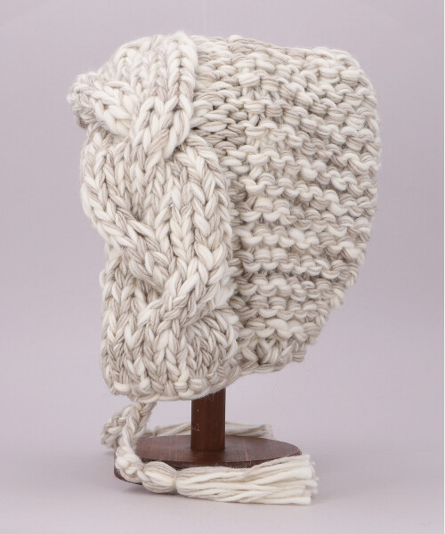HAND KNITTED MIX HOOD YELLOW ONESIZE